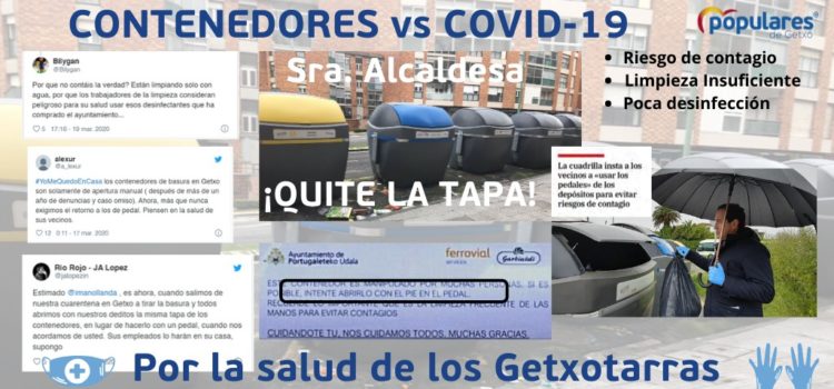 El PP de Getxo insta a que de forma urgente se elimine la tapa pequeña de los contenedores y no se emitan recibos de basuras y alcantarillado a comerciantes y hosteleros