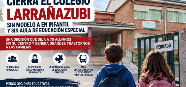 El PP de Getxo denuncia que el cierre del colegio Larrañazubi deja sin modelo A en Infantil y elimina el aula de educación especial, pese al mandato del pleno municipal